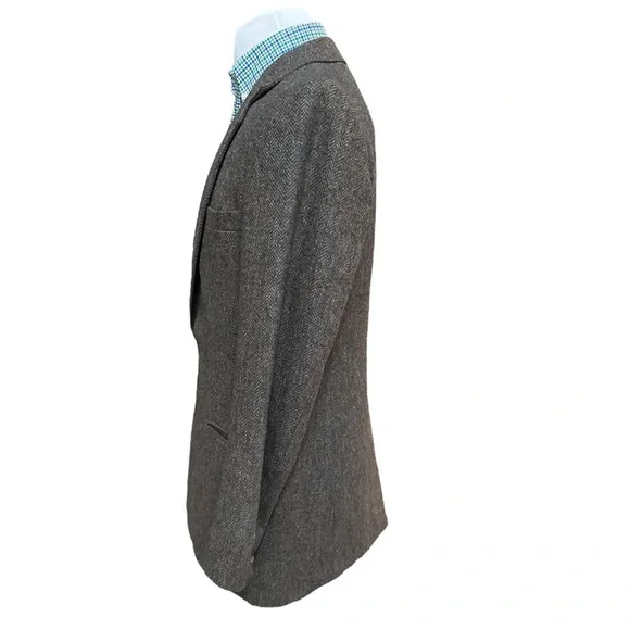Vintage By Haggar Mens Brown Herringbone Wool Tweed Two Button Sport Coat Sz.42L
